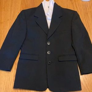 EUC Sz 6 black wool dress tuxedo suit coat w white shirt